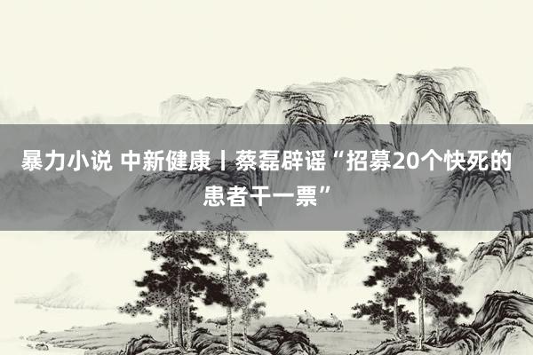 暴力小说 中新健康丨蔡磊辟谣“招募20个快死的患者干一票”