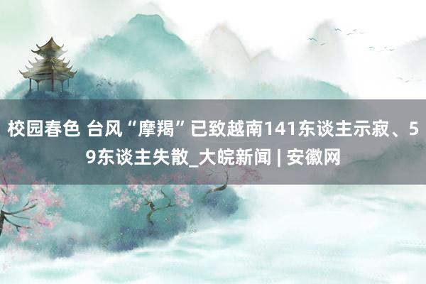 校园春色 台风“摩羯”已致越南141东谈主示寂、59东谈主失散_大皖新闻 | 安徽网