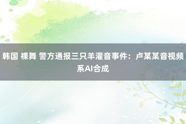 韩国 裸舞 警方通报三只羊灌音事件：卢某某音视频系AI合成