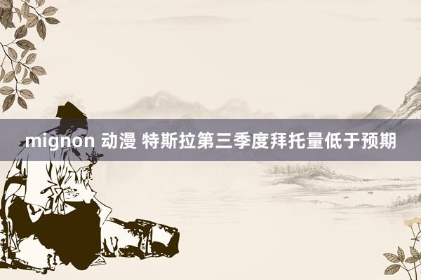 mignon 动漫 特斯拉第三季度拜托量低于预期