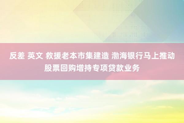 反差 英文 救援老本市集建造 渤海银行马上推动股票回购增持专项贷款业务