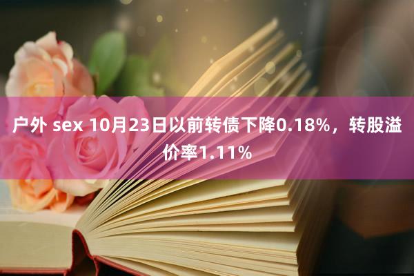 户外 sex 10月23日以前转债下降0.18%，转股溢价率1.11%