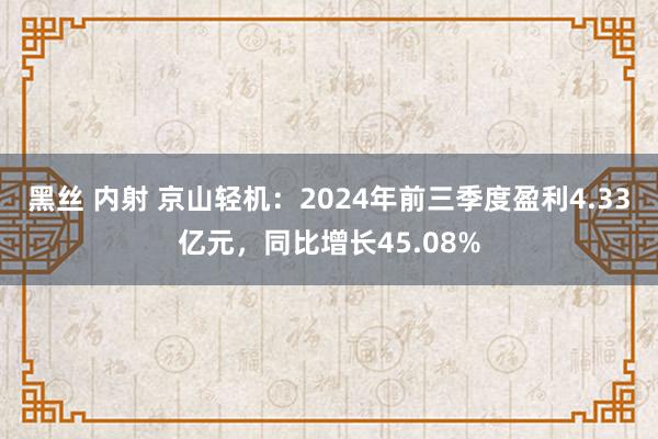 黑丝 内射 京山轻机：2024年前三季度盈利4.33亿元，同比增长45.08%