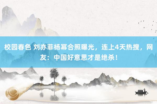 校园春色 刘亦菲杨幂合照曝光，连上4天热搜，网友：中国好意思才是绝杀！