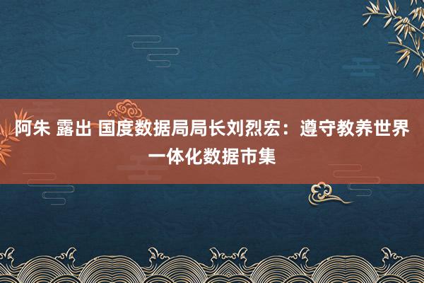 阿朱 露出 国度数据局局长刘烈宏：遵守教养世界一体化数据市集