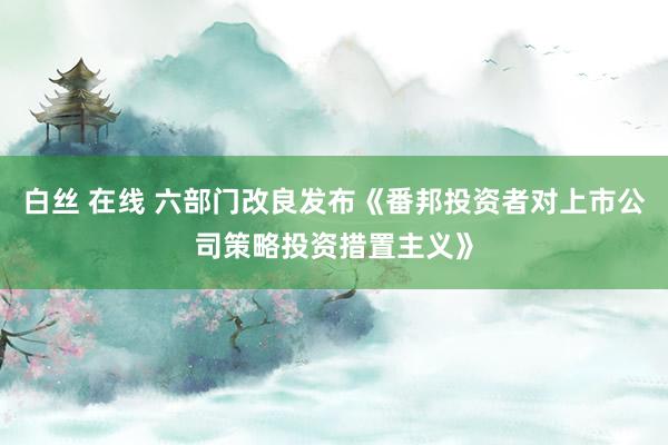 白丝 在线 六部门改良发布《番邦投资者对上市公司策略投资措置主义》