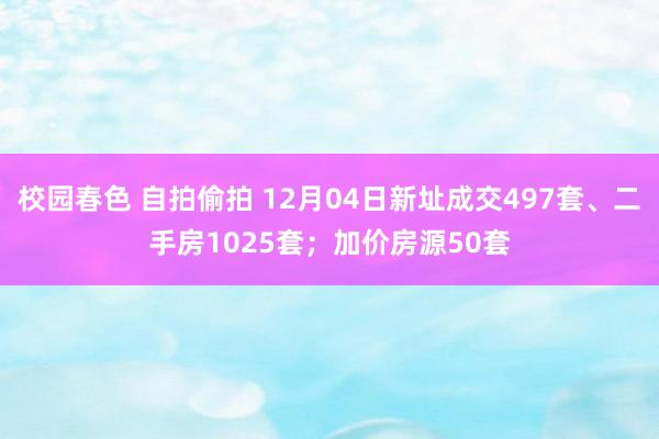 校园春色 自拍偷拍 12月04日新址成交497套、二手房1025套；加价房源50套