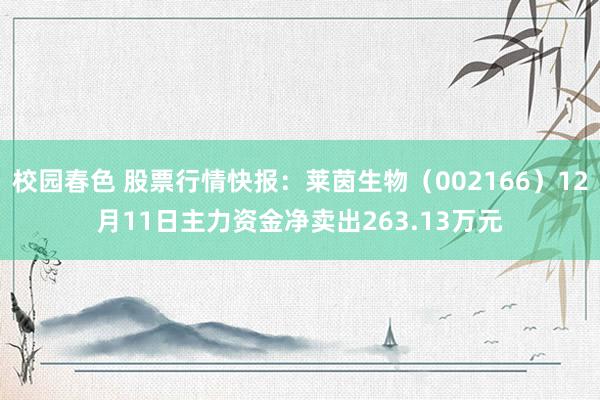 校园春色 股票行情快报：莱茵生物（002166）12月11日主力资金净卖出263.13万元