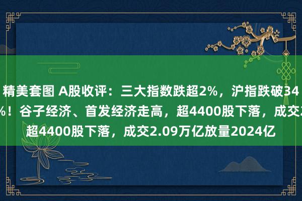 精美套图 A股收评：三大指数跌超2%，沪指跌破3400点，北证50跌超1%！谷子经济、首发经济走高，超4400股下落，成交2.09万亿放量2024亿