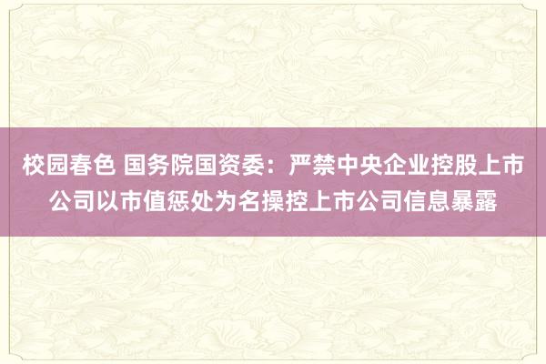 校园春色 国务院国资委：严禁中央企业控股上市公司以市值惩处为名操控上市公司信息暴露