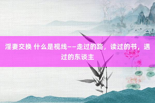 淫妻交换 什么是视线——走过的路，读过的书，遇过的东谈主