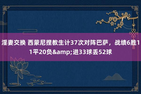 淫妻交换 西蒙尼捏教生计37次对阵巴萨，战绩6胜11平20负&进33球丢52球