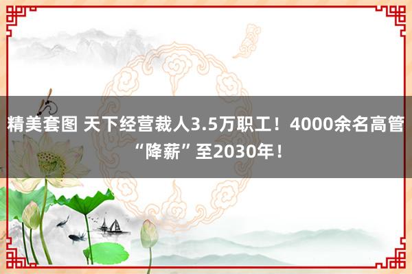 精美套图 天下经营裁人3.5万职工！4000余名高管“降薪”至2030年！