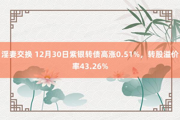 淫妻交换 12月30日紫银转债高涨0.51%，转股溢价率43.26%