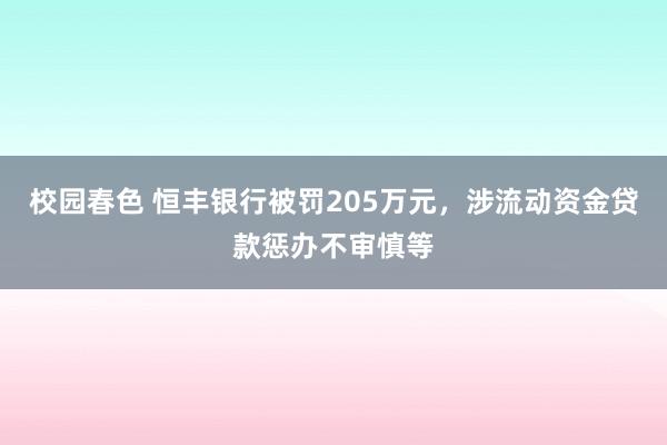 校园春色 恒丰银行被罚205万元，涉流动资金贷款惩办不审慎等