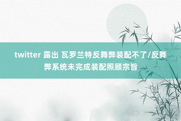 twitter 露出 瓦罗兰特反舞弊装配不了/反舞弊系统未完成装配照顾宗旨