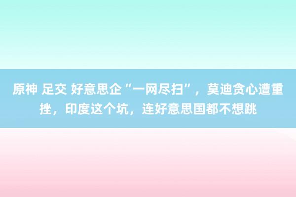 原神 足交 好意思企“一网尽扫”，莫迪贪心遭重挫，印度这个坑，连好意思国都不想跳